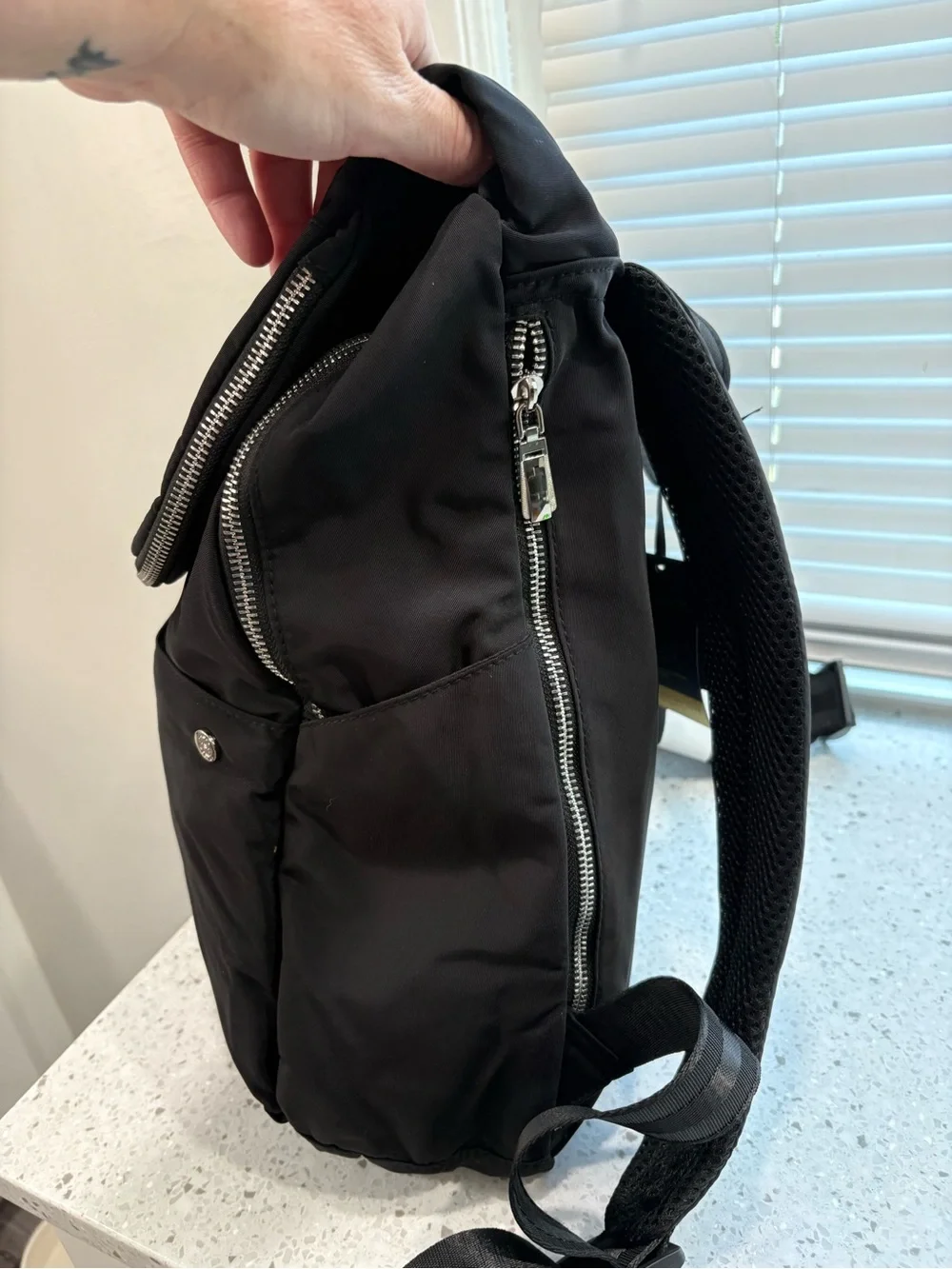 NWT House of Harlow 1960 backpack in a classic black w/ silver-tone hardware